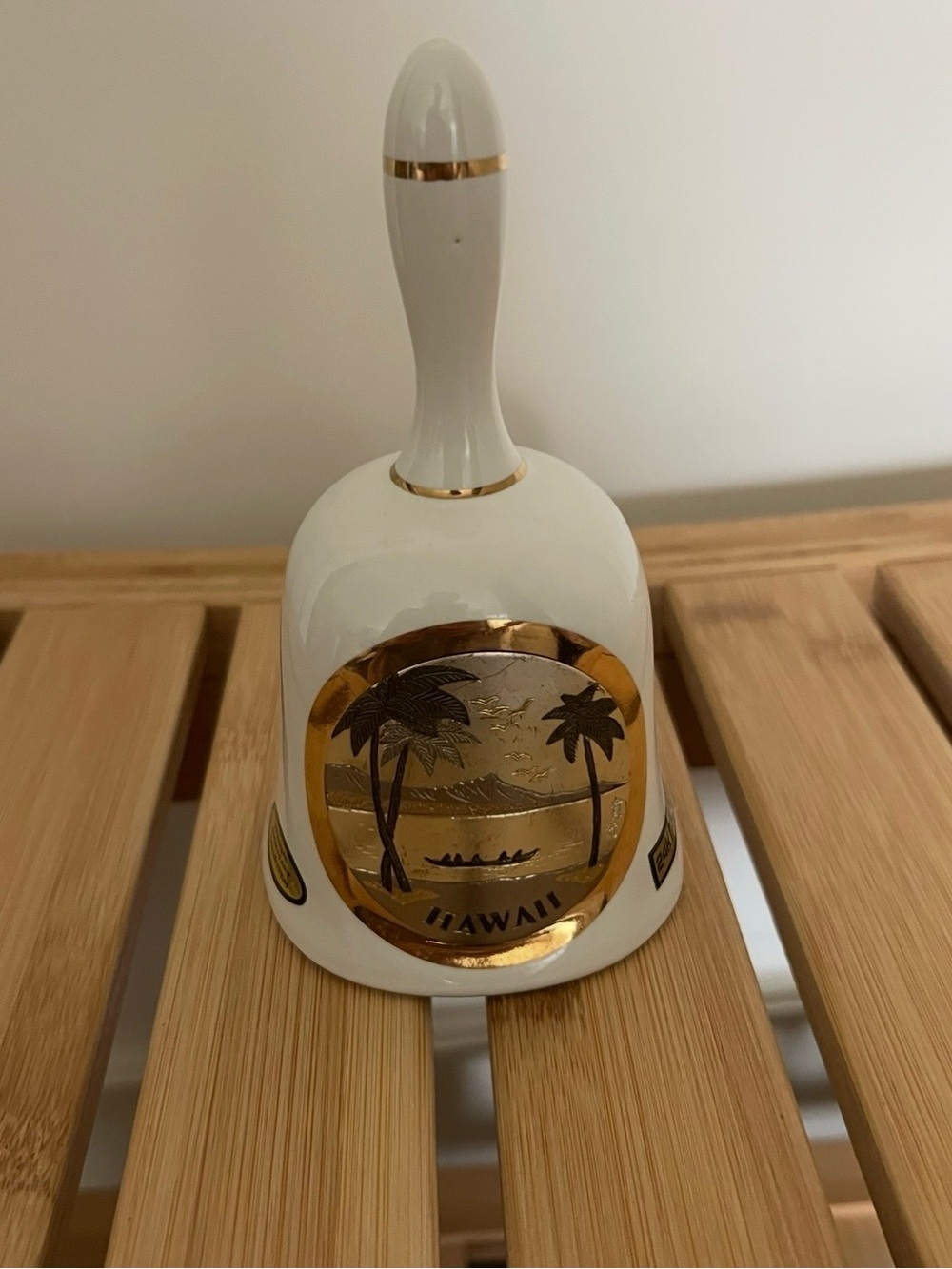 Hawaii Souvenir Porcelain Bell with Gold Trim